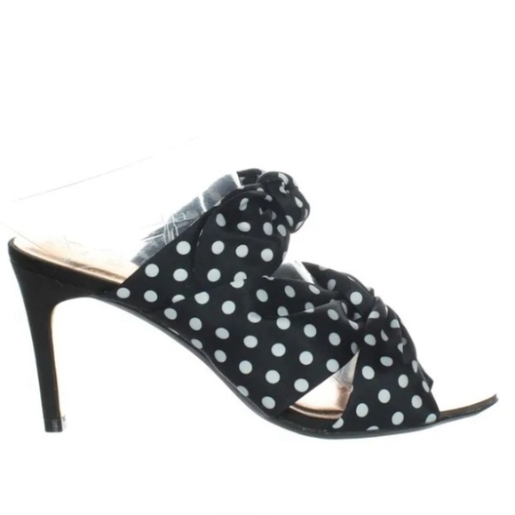 TED BAKER Sz 39.5 Seranad Polka Dot Heel Slip On Open Toe Bow Sandals Mules - Picture 1 of 10